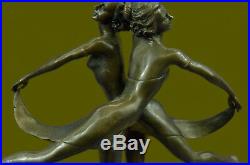 Hand Made Two Dancers Dancing Ballerina Real Bronze Sculpture Statue Art Nouveau