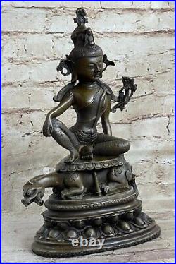 Hand Made Vintage Ornate Bronze GUANYIN KWAN YIN BUDDHA Hot Cast Figurine