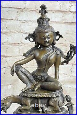 Hand Made Vintage Ornate Bronze GUANYIN KWAN YIN BUDDHA Hot Cast Figurine
