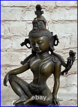 Hand Made Vintage Ornate Bronze GUANYIN KWAN YIN BUDDHA Hot Cast Figurine Sale