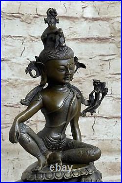 Hand Made Vintage Ornate Bronze GUANYIN KWAN YIN BUDDHA Hot Cast Figurine Sale