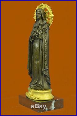 Hand Made Virgin Mary Tending Jesus On The Cross Catholic Bronze Statue Decor