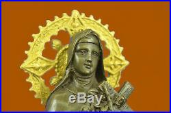Hand Made Virgin Mary Tending Jesus On The Cross Catholic Bronze Statue Decor