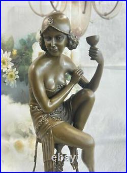 Hand Made Young Girl Sitting A chair Bronze Sculpture By MIR Statue Figurine
