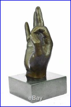 Hand Made bronze hand statue OK SIGN Gestures sculpture Lost Wax figurine