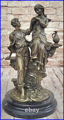 Hand Made by French Artist Moreau Couple Love Romance Bronze Sculpture Figurine Hand Made by French Artist Moreau Couple Love Romance Bronze Sculpture Figurine