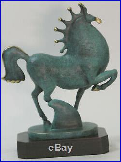 Hand Made by Lost Wax Method Abstract Horse Stallion Bronze Sculpture Statue Art