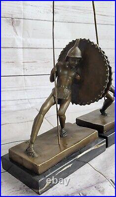 Hand Made by Lost Wax Method Two Warrior Soldies Book Endes Genuine Bronze