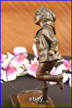 Hand Made detailed Hot Cast Young Child Playing Collectible Bronze Sculpture Art