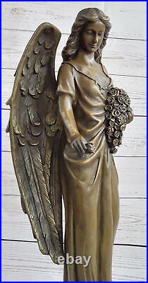 Hand Made genuine Bronze Guardian Angel Sculpture by Augustine Moreau Deal
