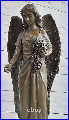 Hand Made genuine Bronze Guardian Angel Sculpture by Augustine Moreau Deal