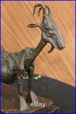 Handcrafted Bronze Sculpture Goat Mascot Signed Picasso European Made Statue Art