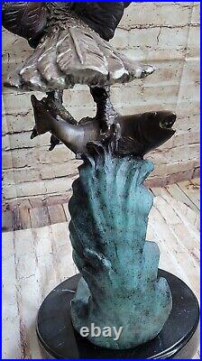 Handmade XL American Eagle Von Moigniez French Artist Bronze Statue