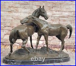 Heavy and Large Bronze Statue Two Loving Horses by P. J. Mene Hand Made Art NR Heavy and Large Bronze Statue Two Loving Horses by P. J. Mene Hand Made Art NR