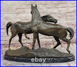 Heavy and Large Bronze Statue Two Loving Horses by P. J. Mene Hand Made Art NR Heavy and Large Bronze Statue Two Loving Horses by P. J. Mene Hand Made Art NR