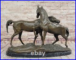 Heavy and Large Bronze Statue Two Loving Horses by P. J. Mene Hand Made Art NR Heavy and Large Bronze Statue Two Loving Horses by P. J. Mene Hand Made Art NR