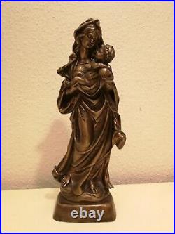Heavy bronze / brass statue of Mary with child, 7 kg, 40 cm high