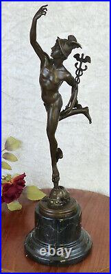 Hermes Bronze Figure Mercury Sculpture Mythology Statue Messenger of Gods Statue Antique
