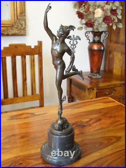 Hermes statue bronze + marble messenger of gods Mercury god of victory sculpture antique figure