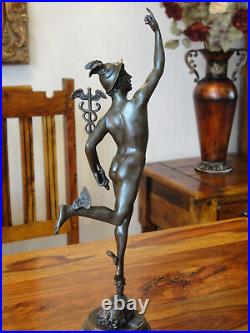 Hermes statue bronze + marble messenger of gods Mercury god of victory sculpture antique figure