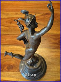 Hermes statue bronze + marble messenger of gods Mercury god of victory sculpture antique figure