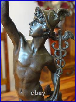 Hermes statue bronze + marble messenger of gods Mercury god of victory sculpture antique figure