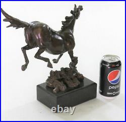 Horse Equestrian Mustang Artwork Bronze Marble Statue Sculpture Hand Made Decor