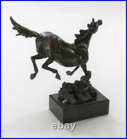 Horse Equestrian Mustang Artwork Bronze Marble Statue Sculpture Hand Made Decor