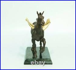 Horse Pegasus Bronze Sculpture Pedestal Made of Natural Stone Author's Sculpture