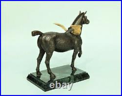 Horse Pegasus Bronze Sculpture Pedestal Made of Natural Stone Author's Sculpture