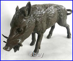 Hot Cast Bronze Hand Made Sculpture of Wild Boar Hog Pig Statue Farm Decorative