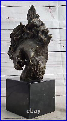 Hot Cast Bronze Horse Sculpture Statue on Marble Base Art Deco Hand Made Decor