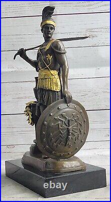 Hot Cast Gilt Bronze Roman Warrior Statue Hand Made Sword Shield Sculpture