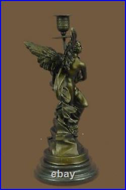 Hot Cast Hand Made Eros And Psyche Candle Holder Bronze Statue Mythical Figure