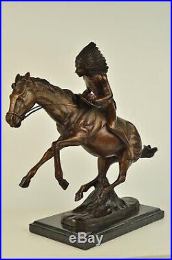 Hot Cast Hand Made Indian Warrior Bronze Museum Quality Bronze Statue Decorativ