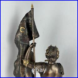 Huge Statue Joan of Arc Figure Polystone Bronze Home Decor Made in Italy