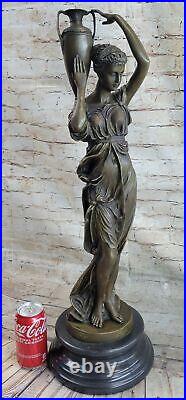 Incredible Quality MID Century Dore Hand Made Bronze Maiden With Vase Figure Art