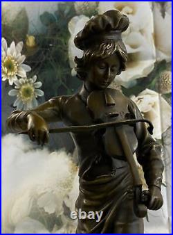 Italian Boy Fiddle Adrien Gaudez Bronze Statue Hand Made By Lost Wax Method Gift