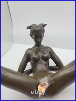 JB Deposee Bronze Female Nude Figure Lying Decorative Erotic Statue approx. 9x32cm