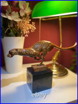 Jaguar Bronze Statue Cheetah Figure Leopard Panther Sculpture