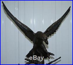 Jules Moigniez Huge 100cm Tall Solid Bronze 1860's Statue Of Eagle France Made