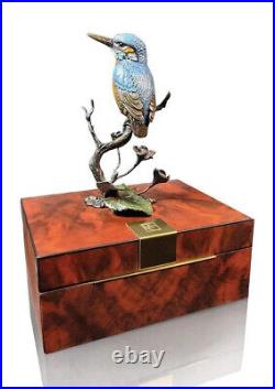 Kingfisher & Meadow Marsh Hand Painted Cast Bronze Metal by Keith Sherwin 1162