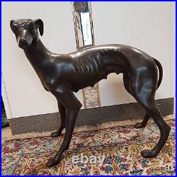 Large Bronze Dog Statue/Sculpture Four Legged Standing Dog Vintage