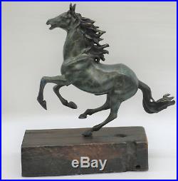 Large Bronze Marly Rearing Horse Figural Sculpture Hot Cast Hand Made Statue Art