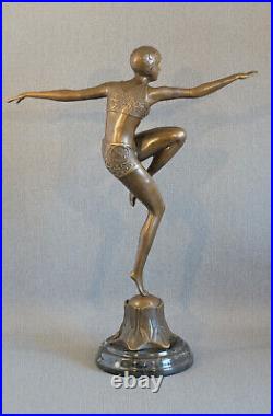 Large Bronze Statue Con Brio F. Preiss 46cm Art Deco Dancer Decorative Figure