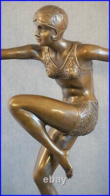 Large Bronze Statue Con Brio F. Preiss 46cm Art Deco Dancer Decorative Figure