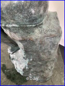 Large Bronze Statue The Thinker on Marble Base Signed Rodin Supply