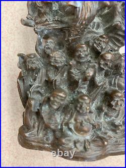 Large Chinese Bronze Hand Made 18Monks & Buddha Statue