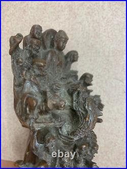 Large Chinese Bronze Hand Made 18Monks & Buddha Statue