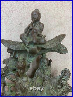 Large Chinese Bronze Hand Made 8 Legendary Figures FengShui Statue